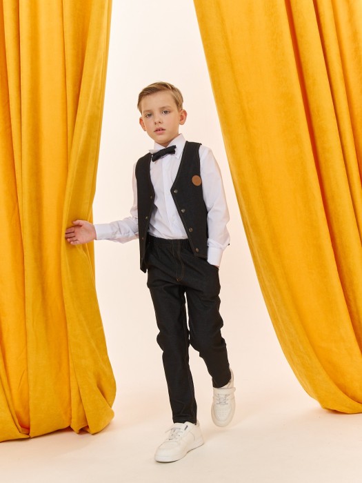 чиносы из джинскота "графит" от 1 до 3 лет с изнаночной стороны