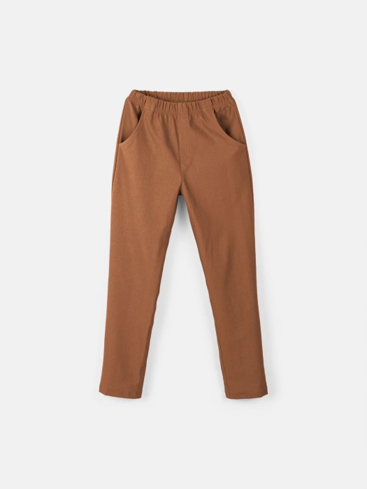 чиносы из джинскота "песок" подростковые от бренда bungly вид слева