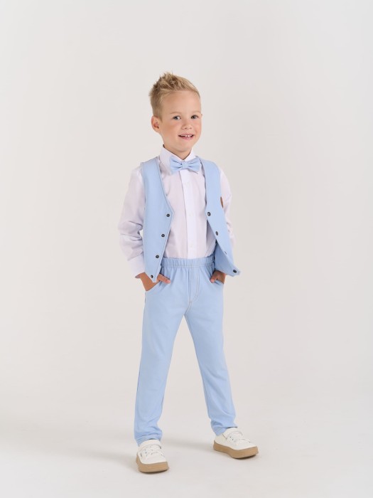 чиносы из джинскота "светлый деним" от бренда bungly вид слева