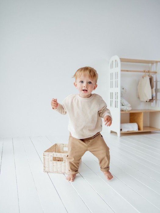 джемпер из велюра "крем-брюле" 0+ из россии вид сбоку