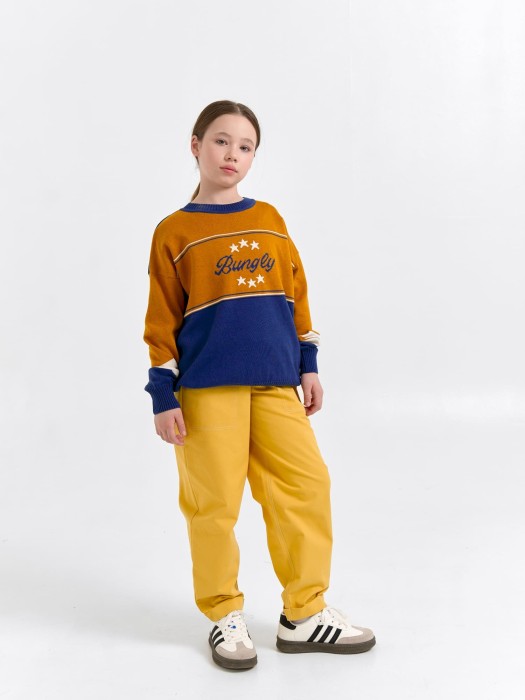 джемпер вязаный "горчица/индиго" 7+ по цене 1739 руб вид справа