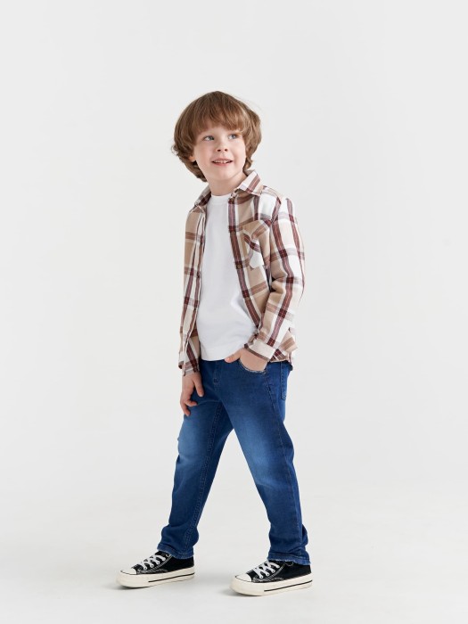 джинсы relaxed fit "темно-синие" из джинсы и джинскота спереди