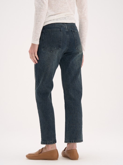 джинсы straight fit с вискозой "сине-зеленый джинс" женские от бренда bungly вид слева