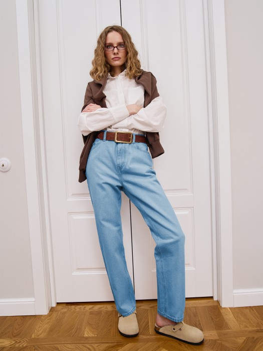 джинсы straight  fit "светло-голубые" женские фотография