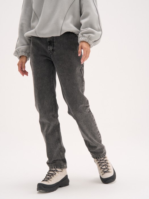 джинсы straight fit "темно-серые" женские от бренда bungly вид слева