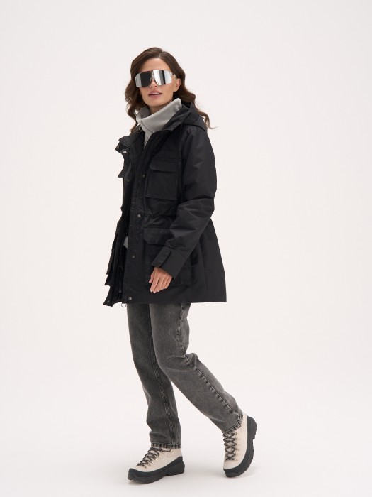 джинсы straight fit "темно-серые" женские из россии вид сбоку