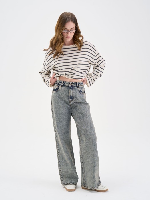 джинсы wide  fit "серо-голубые" женские фотография