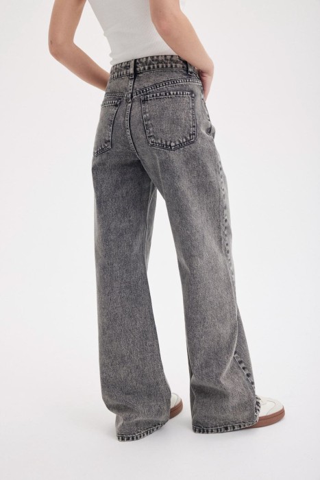 джинсы wide fit "темно-серые" женские винтажного стиля с лицевой стороны
