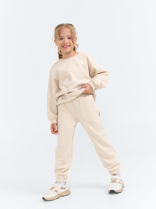 джоггеры "айвори" утепленные от бренда bungly вид слева