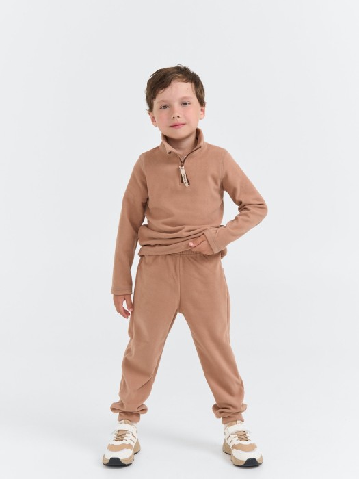 джоггеры флисовые "беж" от бренда bungly вид слева