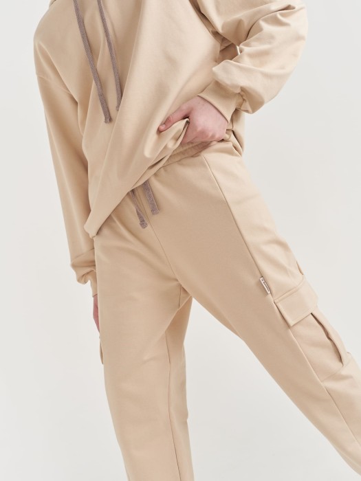 джоггеры карго облегченные "беж" подростковые из россии вид сбоку