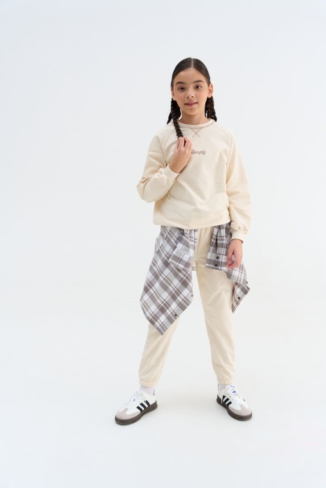 джоггеры облегченные "лён" с карманами 7+ от 8 до 12 лет с изнаночной стороны