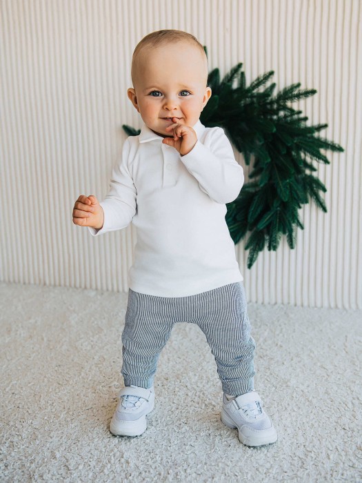 джоггеры облегченные "полоска уголь" 0+ от бренда bungly вид слева