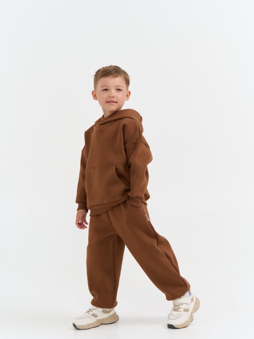 джоггеры оверсайз "каштан" с карманами утепленные фотография