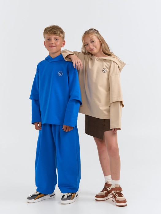 джоггеры оверсайз облегченные "электрик" с карманами 7+ от 8 до 12 лет с изнаночной стороны