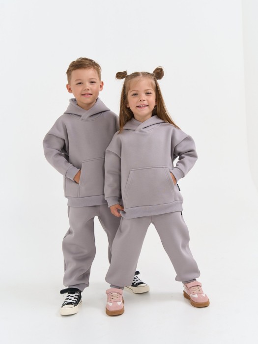 джоггеры оверсайз "пепел" с карманами утепленные фотография