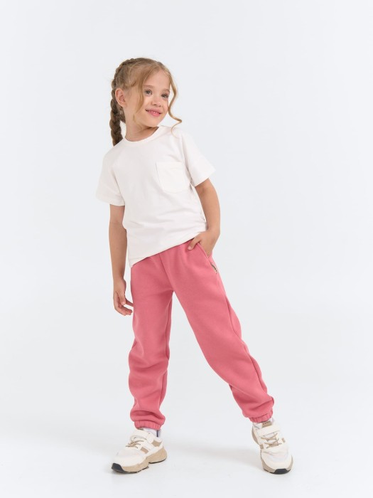 джоггеры "пепельная роза" с карманами утепленные от бренда bungly вид слева