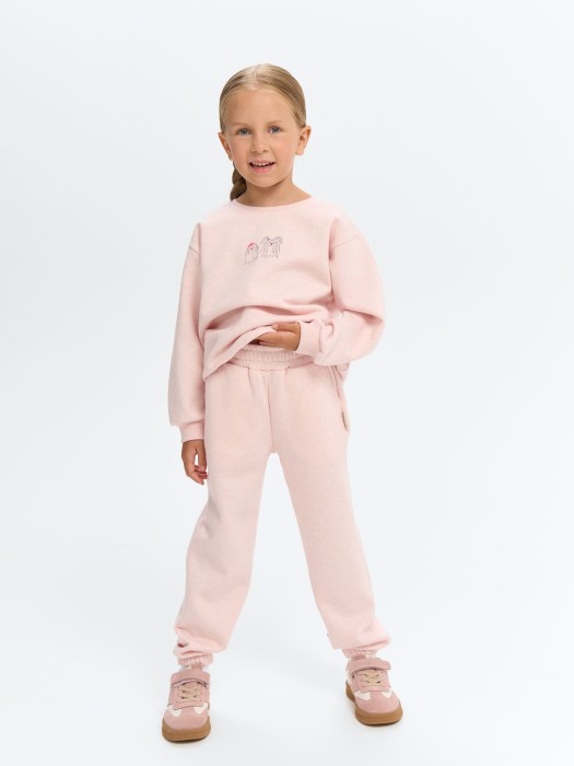 джоггеры "персик" утепленные от бренда bungly вид слева