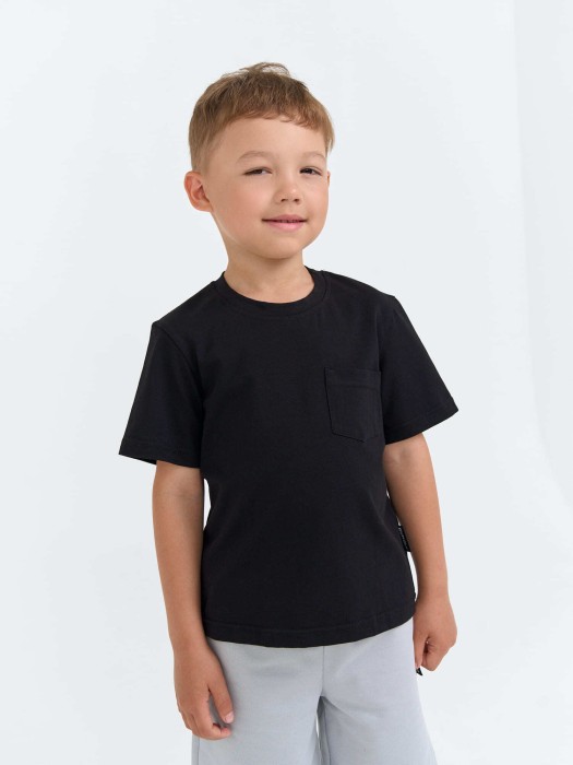 футболка базовая "уголь" с карманом от бренда bungly вид слева