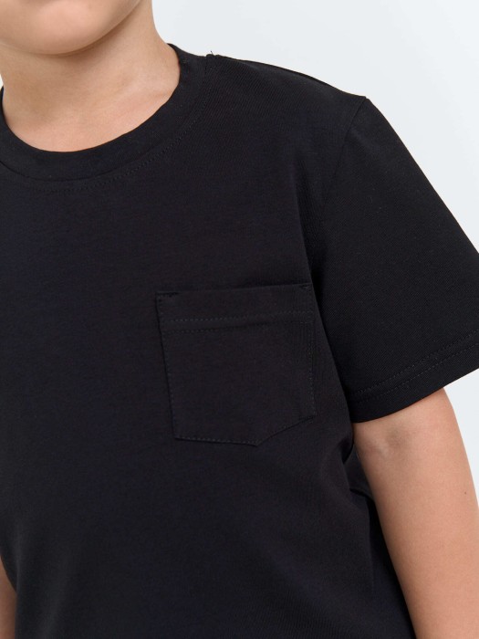 футболка базовая "уголь" с карманом из россии вид сбоку