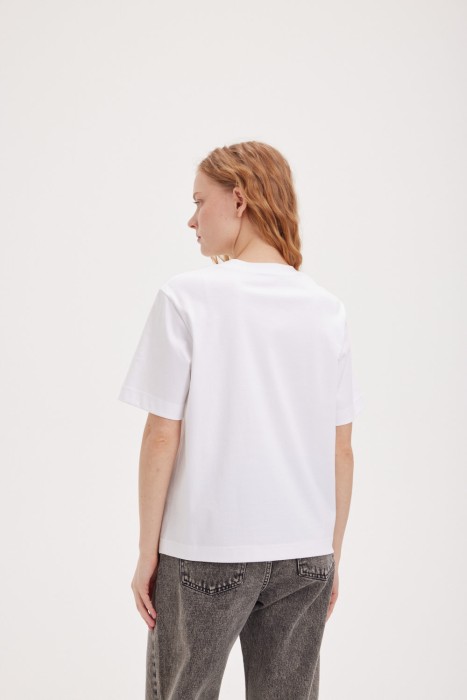 футболка из мерсеризированного хлопка "молоко" женская по цене 2993 руб вид справа