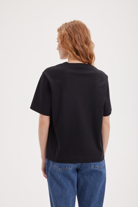 футболка из мерсеризированного хлопка "уголь" женская по цене 2993 руб вид справа