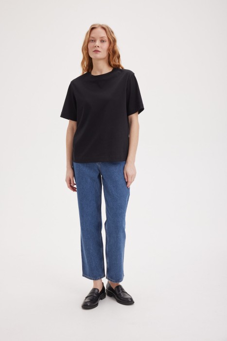 футболка из мерсеризированного хлопка "уголь" женская из россии вид сбоку