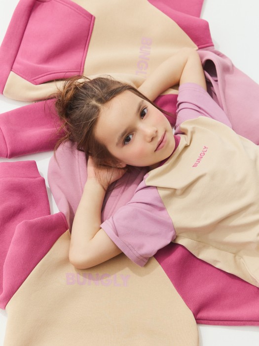 футболка колор блок  "крем-брюле/орхидея" фотография