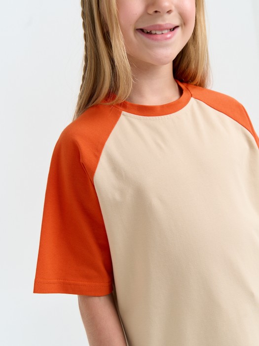 футболка колор блок "терракот" 7+ из россии вид сбоку