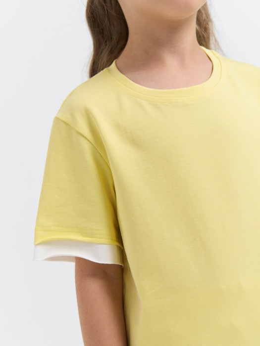 футболка "нарцисс" с контрастной отделкой от бренда bungly вид слева