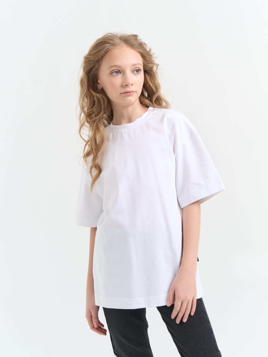 футболка оверсайз "белая" 7+ от бренда bungly вид слева
