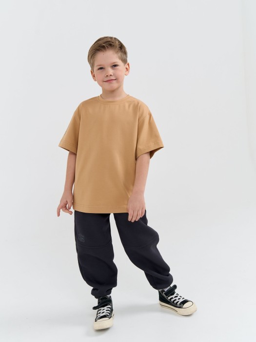 футболка оверсайз "беж" с принтом из проверенных материалов спереди