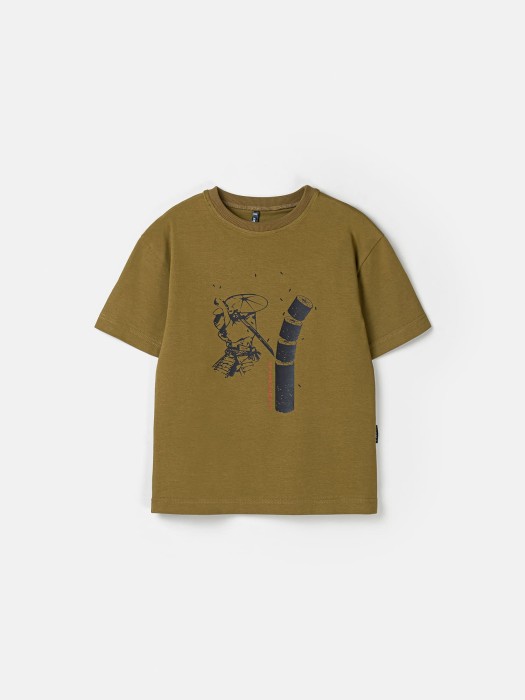 футболка оверсайз "хаки" с принтом 7+ фотография