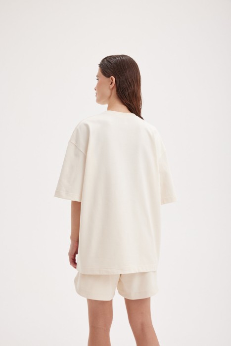 футболка оверсайз из 100% хлопка "лён" женская из хлопка спереди