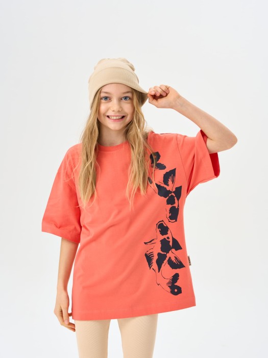 футболка оверсайз "коралл" 7+ от бренда bungly вид слева
