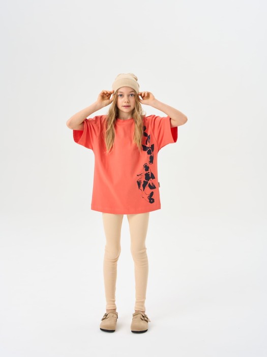 футболка оверсайз "коралл" 7+ из россии вид сбоку