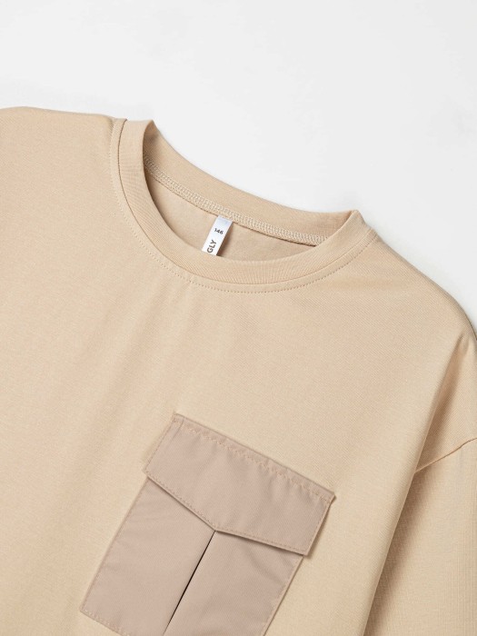 футболка оверсайз "крем-брюле" с карманом 7+ по цене 1259 руб вид справа