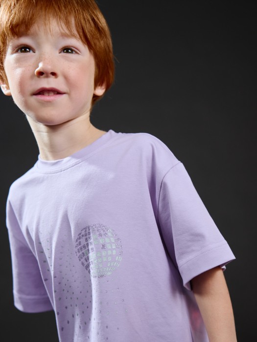 футболка оверсайз "лаванда/диско-шар" от бренда bungly вид слева