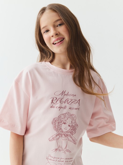 футболка оверсайз "мальвина" 7+ из россии вид сбоку