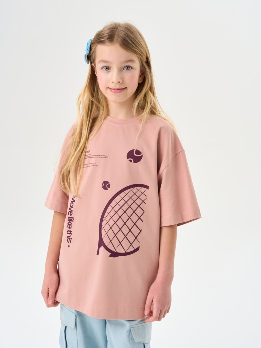 футболка оверсайз "пудра" 7+ от бренда bungly вид слева
