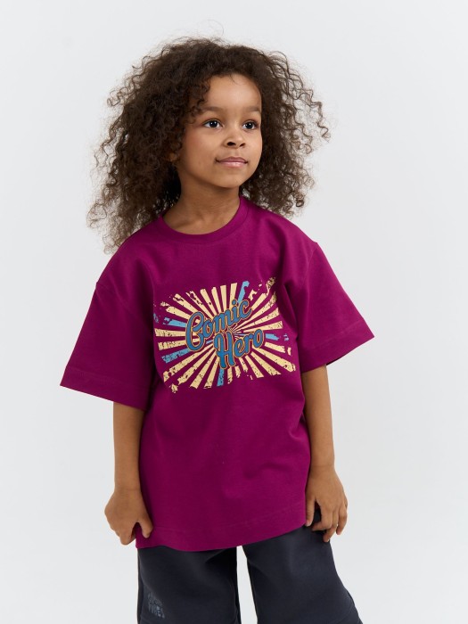 футболка оверсайз "слива" с принтом от бренда bungly вид слева