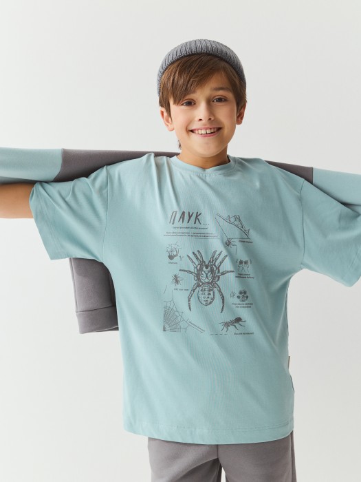 футболка оверсайз "турмалин" с принтом 7+ от бренда bungly вид слева