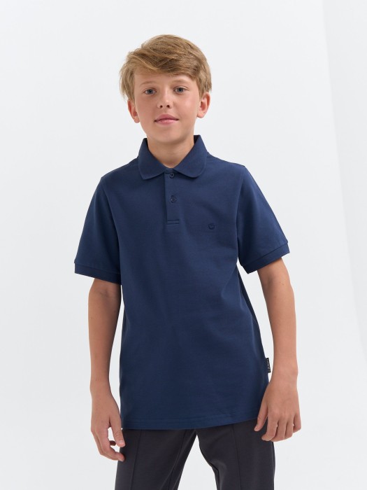 футболка поло "синяя" 7+ от бренда bungly вид слева