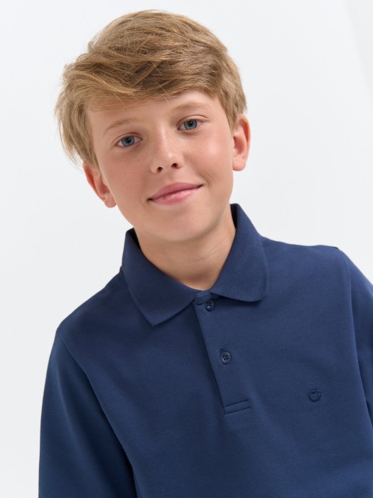 футболка поло "синяя" 7+ из россии вид сбоку