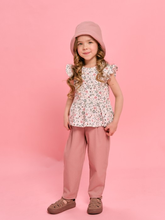 футболка с баской "цветы" от 1 до 3 лет с изнаночной стороны