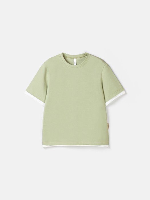 футболка с контрастной отделкой "шалфей" 7+ от бренда bungly вид слева