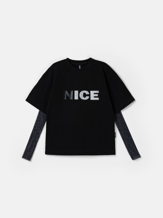 футболка с митенками "уголь" 7+ от бренда bungly вид слева