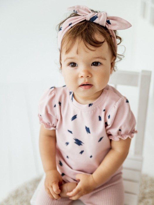 футболка с рукавом-фонариком "дымчатая роза" 0+ от бренда bungly вид слева