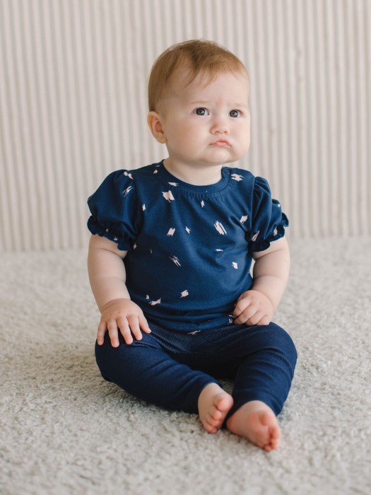 футболка с рукавом-фонариком "шторм" 0+ от бренда bungly вид слева