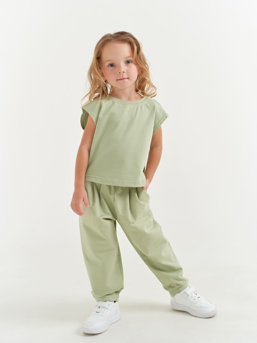 футболка укороченная без рукавов "шалфей" по цене 600 руб вид справа